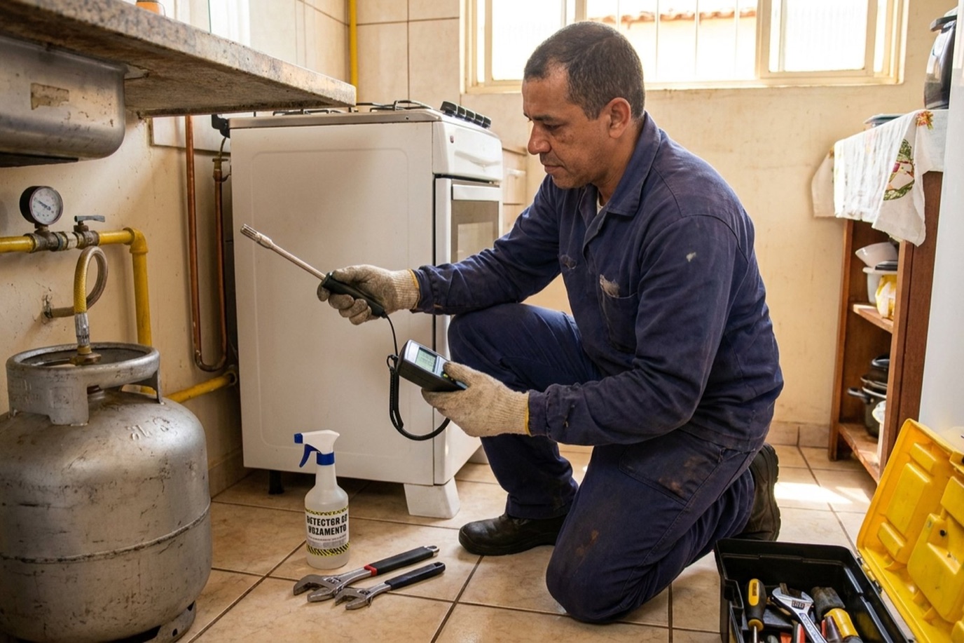 Detecção de vazamento de gás na cozinha em Ipatinga‑MG