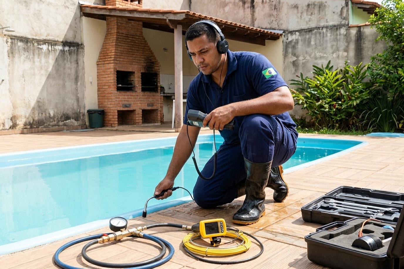 Detecção de vazamento em piscina em Macaé‑RJ