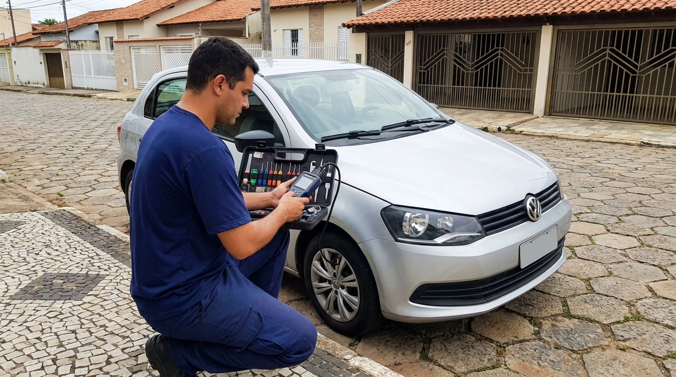 Chaveiro atendendo um carro em Maringá‑PR