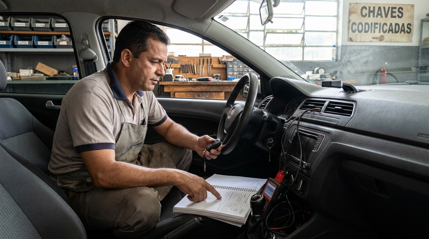 Chave de carro sendo codificada Perto de Mim