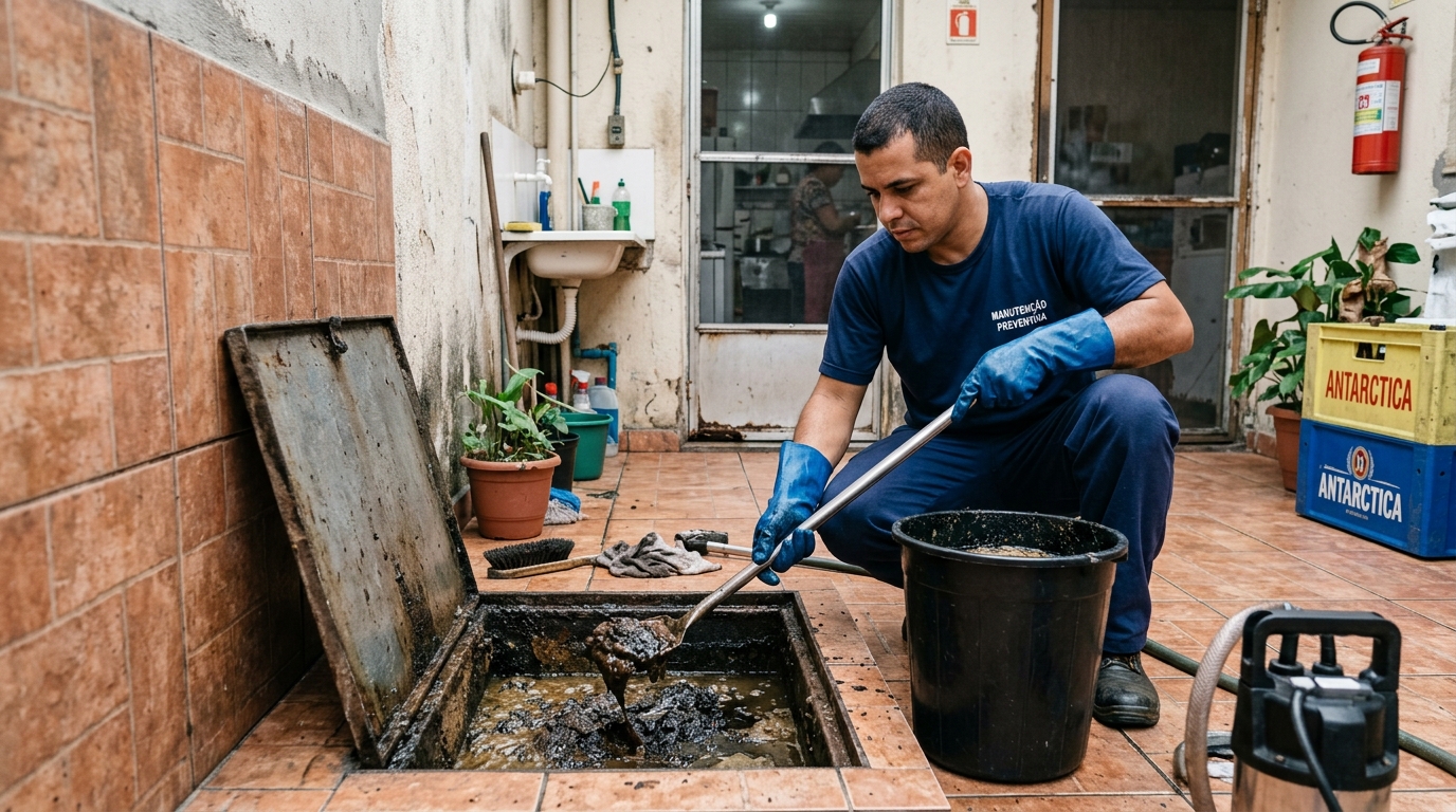 Profissionais limpando caixa de gordura Perto de Mim