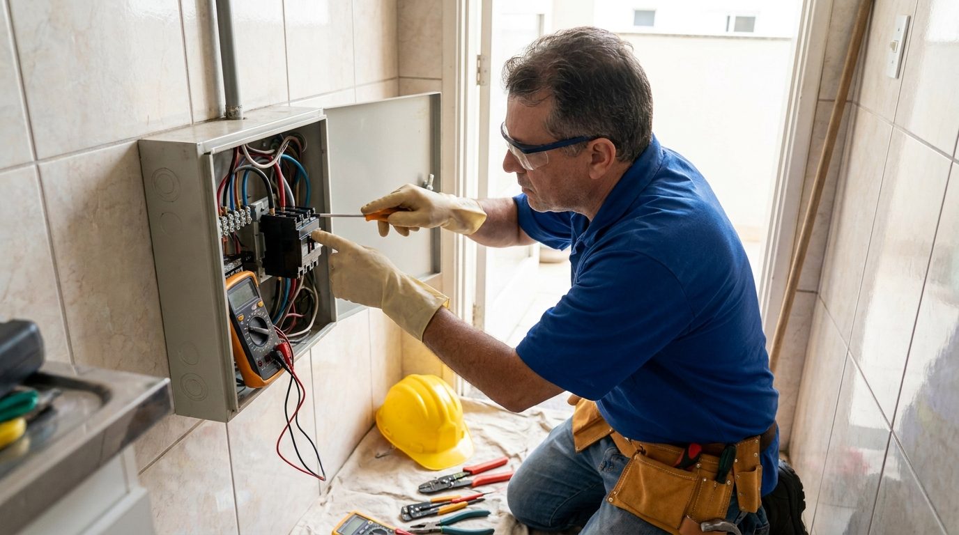 Conserto no quadro de disjuntores