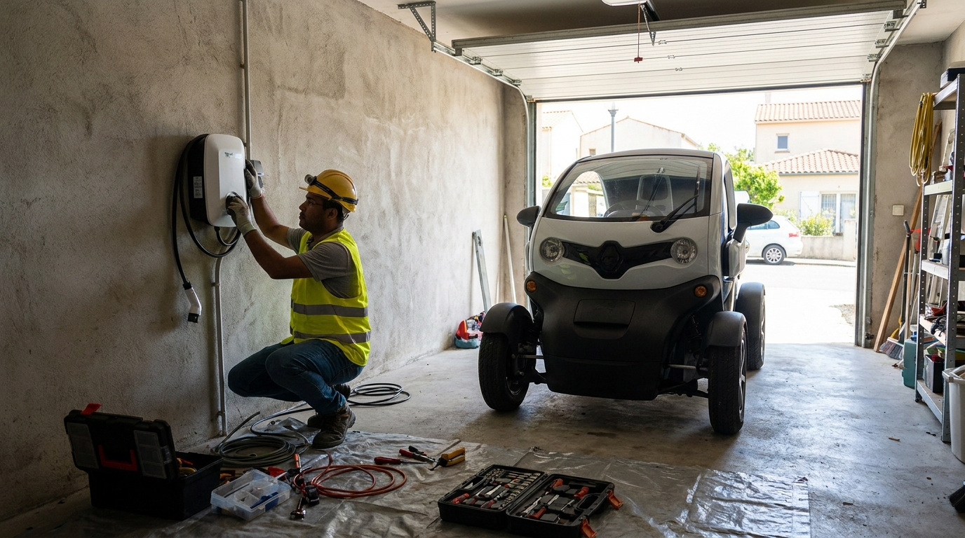Profissional instalando carregador de carro elétrico perto de mim