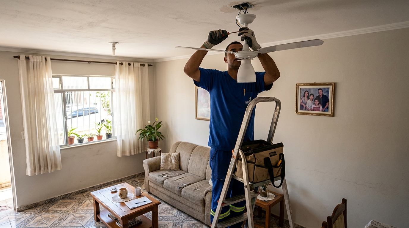 Ventilador de teto instalado em residência perto de mim