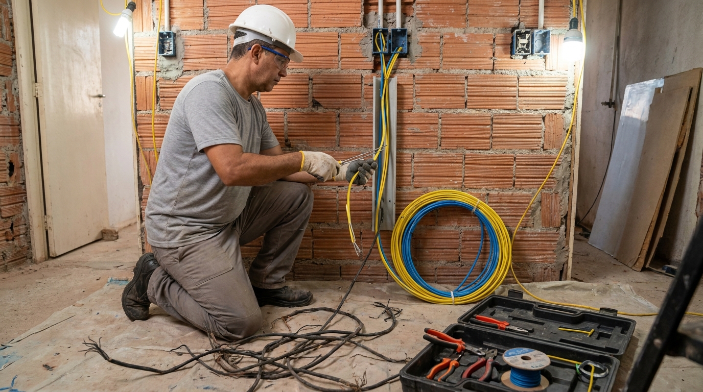 Profissional trocando fiação elétrica perto de mim
