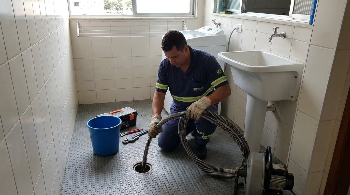 Ralo de casa sendo desentupido perto de mim