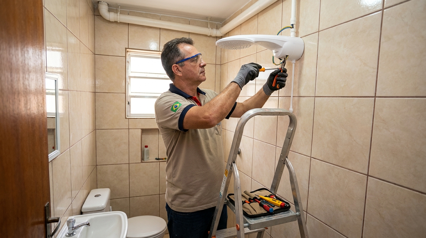 Chuveiro novo no banheiro perto de mim