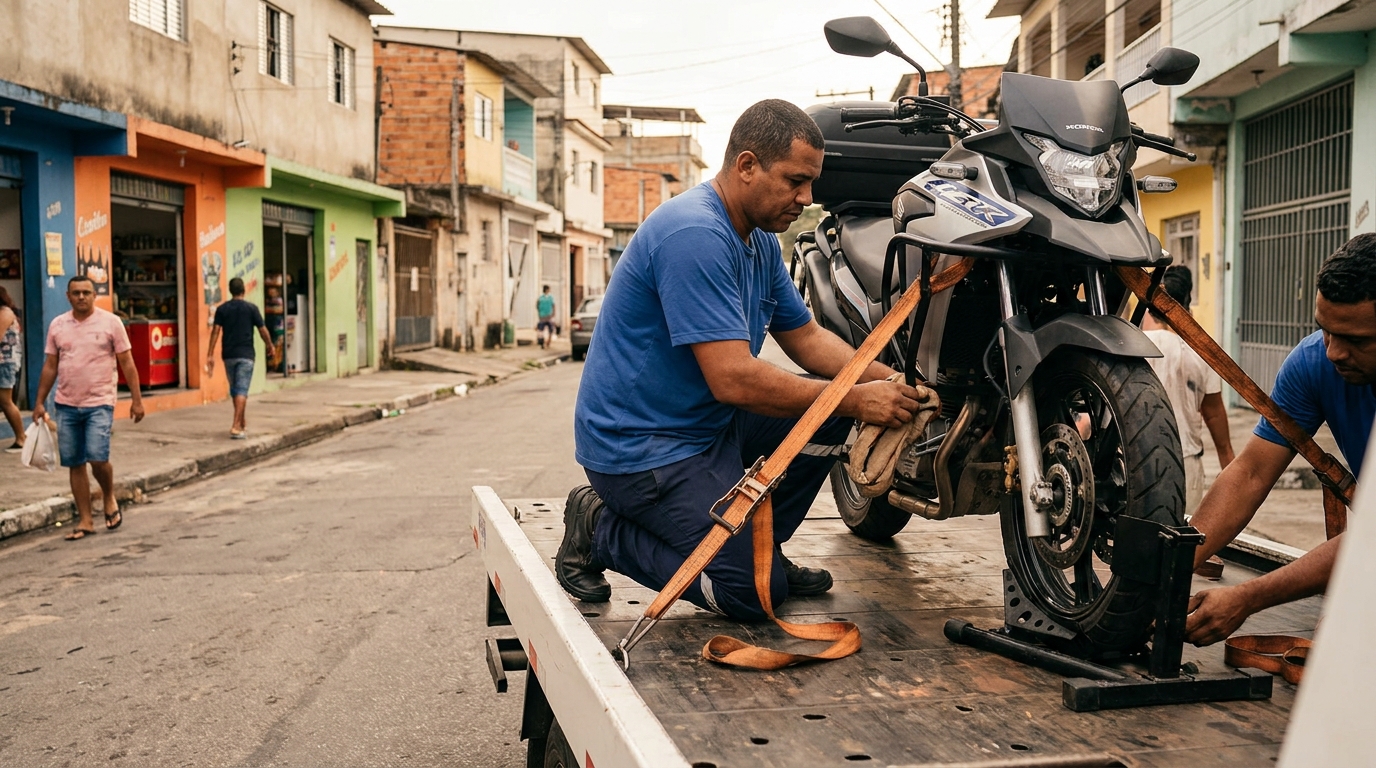 Moto levada no guincho em Bauru‑SP