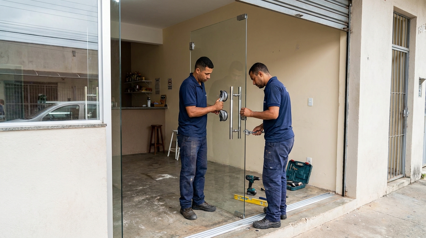 Portas de vidro colocadas em Recife‑PE