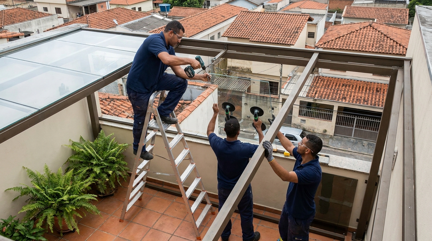 Cobertura de vidro instalada perto de mim