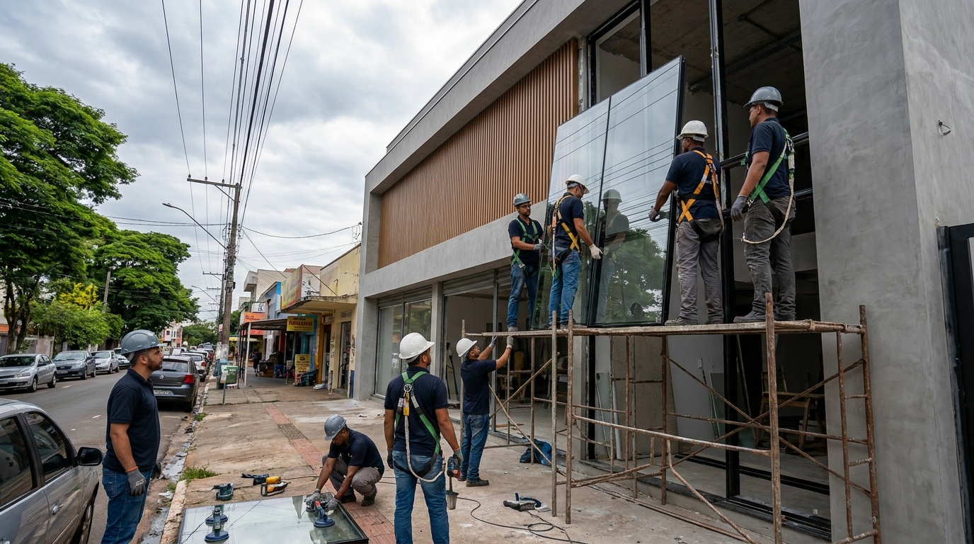 Fachada de vidro instalada perto de mim