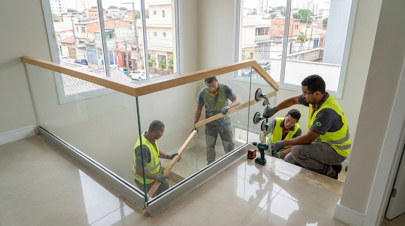 Guarda corpo instalado em Alvorada‑RS