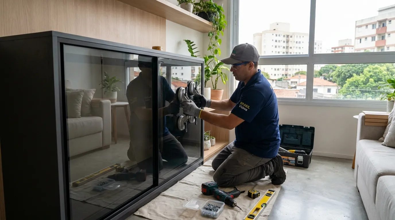 Armário de cozinha com portas de vidro, perto de mim