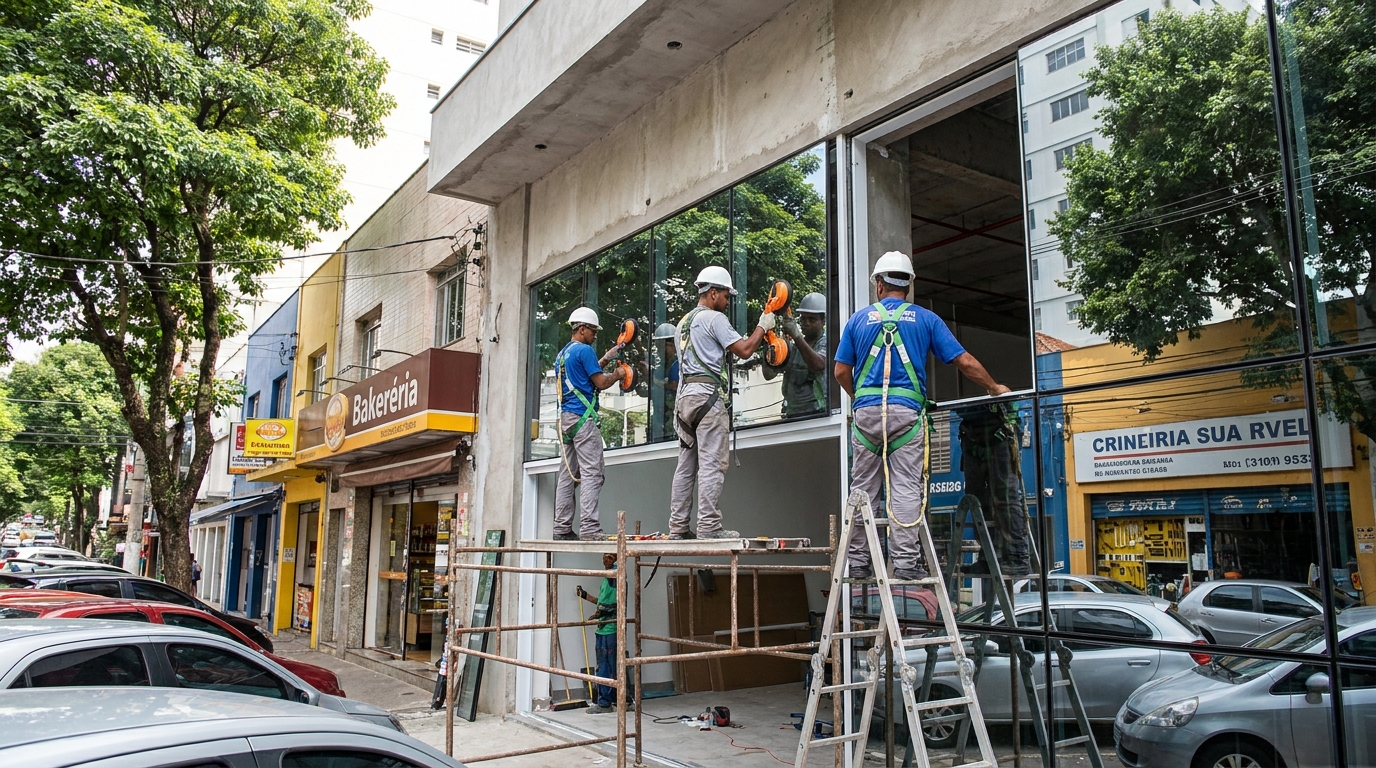 Painel de vidro em projeto arquitetônico perto de mim