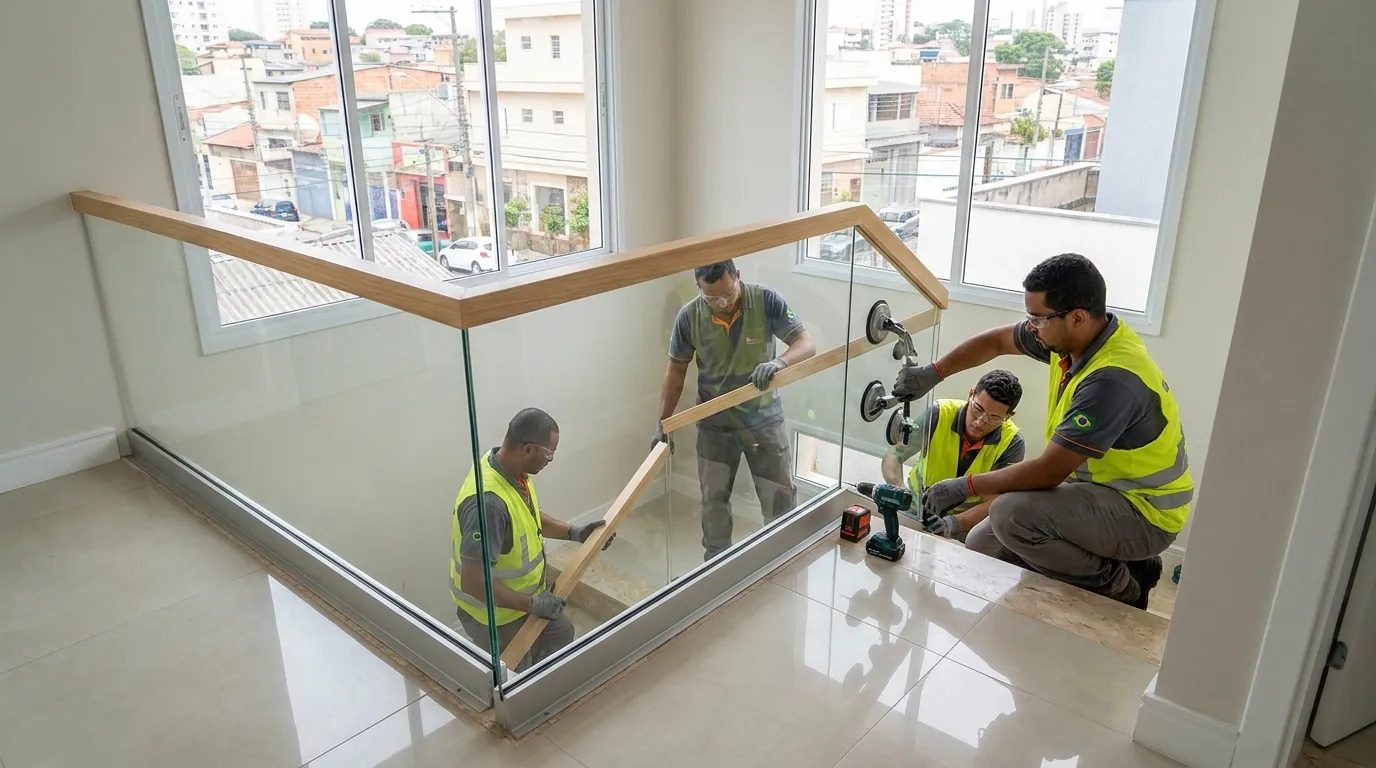 Guarda-corpo de vidro em sacada perto de você